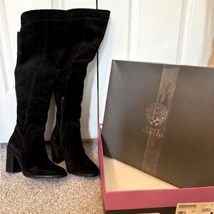 Vince Camuto black suede over the knee boots size 6